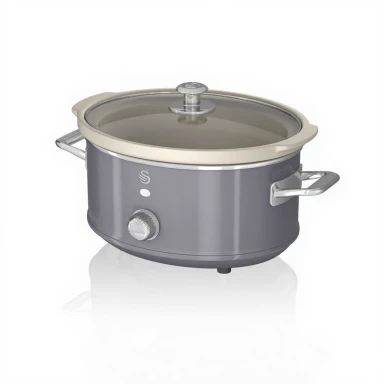 Swan SF17021GRN Retro Slow Cooker with 3 Temperature Settings, Keep Warm Function, 3.5L, 200W, Retro Grey