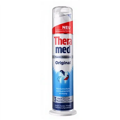 Theramed Tandpasta met Drukpomp 100 ml (Blauw - Anti-cariës Tandbescherming), Henkel, Duitsland