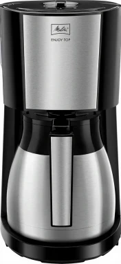 Melitta Enjoy Top Therm - Kaffeemaschine mit Thermokanne aus Edelstahl, Filterkaffeemaschine mit Tropfstopp, für bis zu 10 Tassen Kaffee, edelstahl/schwarz