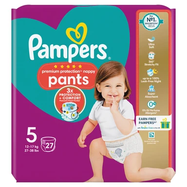 Pampers Premium Protection Nappy Pants Size 5 27 Pack