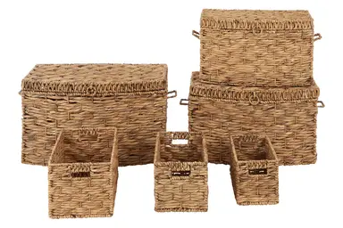 Lidi Set Of Six Brown Washed Storage Baskets.