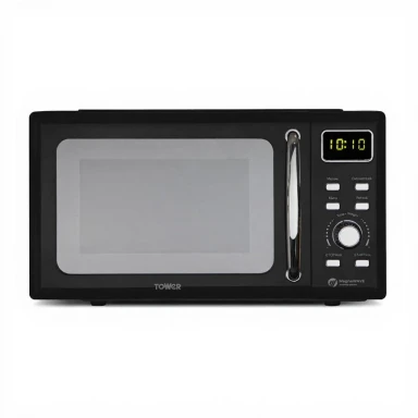Tower T24041BLK Digital Microwave with Sleek Mirror Door, 800W, 20L, Black & Chrome