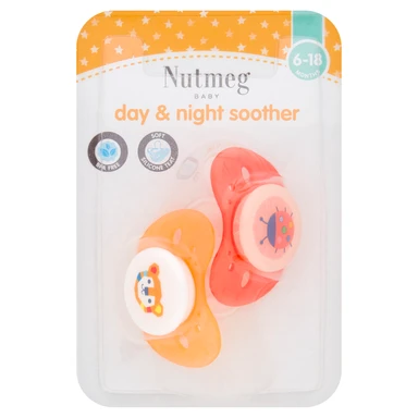 Morrisons Nutmeg Day & Night Soothers 6-18 Months 2 Pack