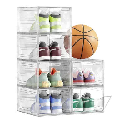 Shoe Box, Set of 6, Stackable, 34x25x18.4cm, White