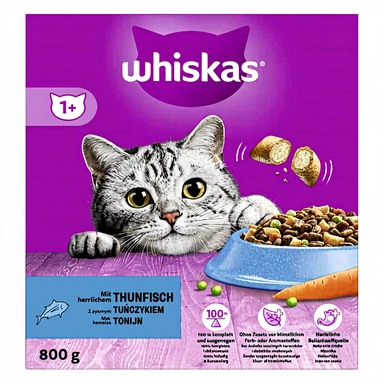 WHISKAS Trockenfutter für Katzen 1+ mit Thunfisch 800 g