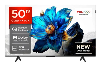 TCL 50P7K 50” QLED, Direct LED TV, 4K HDR TV, Smart TV Powered by Google TV (Dolby Vision & Atmos, Motion clarity, Hands-Free Voice Control, compatible with Google Assistant & Alexa)