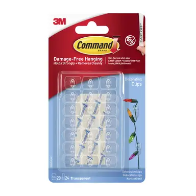3M Command Clear Decorating Clips 20 Clips 17026CLR 