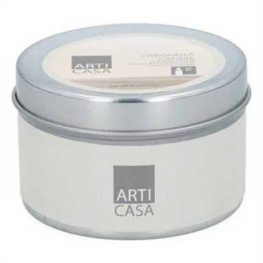Candle citronella in tin pot w