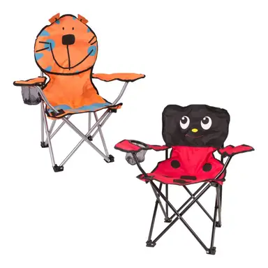 Milestone Camping Kids Chair Folding Assorted Designs - Ladybird or Tiger