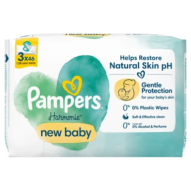 Pampers New Baby Plastic Free Wipes 3 Pack 138 Wipes