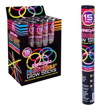 Glow Sticks Connectable Multicolour, Pack of 15