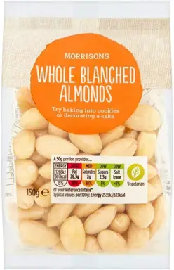 Morrisons Whole Blanched Almonds 150g