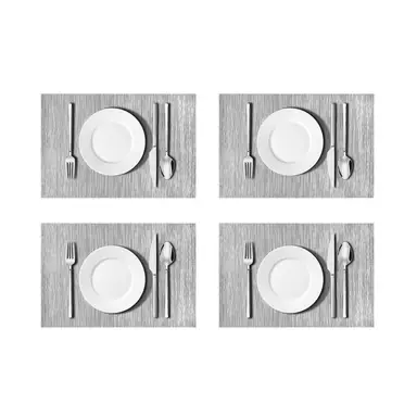 Placemats Easy Clean Rectangle Silver 4pcs