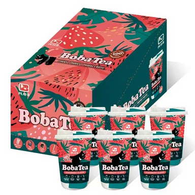 JENI PLAYB Bubble Tea Becher Erdbeer-Geschmack 6 Becher x 85 g