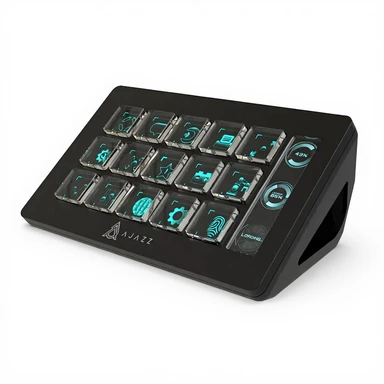 AJAZZ AKP153 Studio Controller, 15 Makro-Tasten, Trigger-Aktionen in App und Software (OBS, YouTube, Twitch), personalisierbare Konsole für Fotografie- und Videoeditierung sowie Live-Streaming, für PC/Mac (Schwarz)