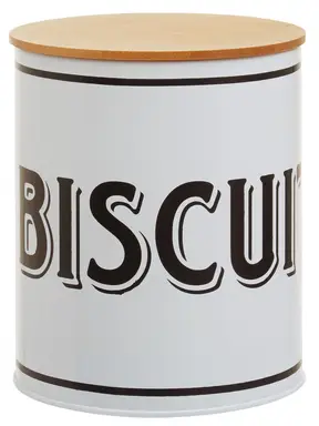 Maison by Premier Grocer White Metal Biscuit Canister