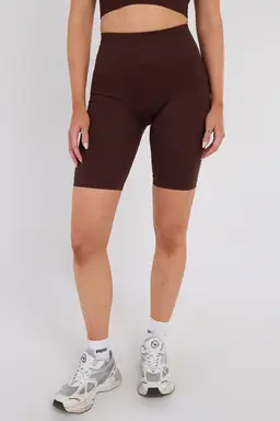 Third Avenue Seamless High Waist Shorts, Espresso Brown, M Size