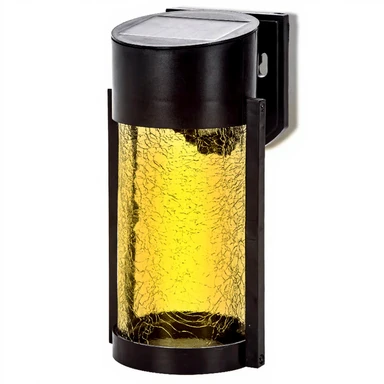 Aigostar gebarsten glas - LED solar wandlamp zwart - 2700 K warm wit IP44 2 W