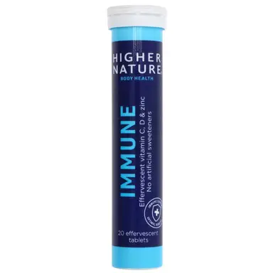 HIGHER NATURE - Immune Effervescent - Vitamins C & D With Zinc - 20 TABS