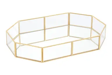 Maison by Premier Vintage Glass Octagonal Jewellery Tray