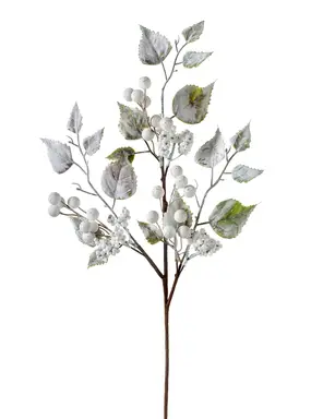 WeRChristmas Artificial Frosted Berries Pick, White, 25 cm