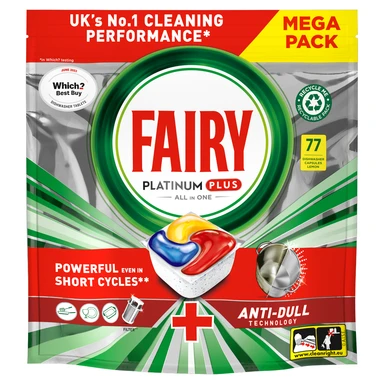 Fairy Platinum Plus All In One Dishwasher Tablets, Lemon, 77 Capsules