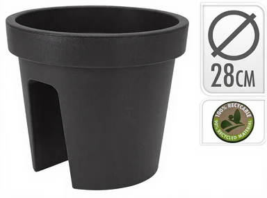 Bloempot voor Balkon van Gerecycled Materiaal Zwart Diameter 28 cm