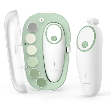 Momcozy Electric Baby Nail File, Rechargeable, with 7 Grinding Pads & LED Light, Gentle 360° Grinding for Babies, gifts for mom