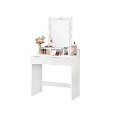 Vasagle Dressing Table with LED Mirror 2 Drawer White Small