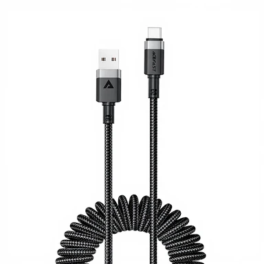 ACEFAST C14-04 15W Nylon Coiled USB-A to USB-C Cable - 1.2M - Black