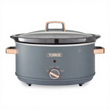 Tower T16043GRY Cavaletto 6.5 Litre Slow Cooker with 3 Heat Settings, Removable Crockpot and Cool Touch Handles, Grey and Rose Gold