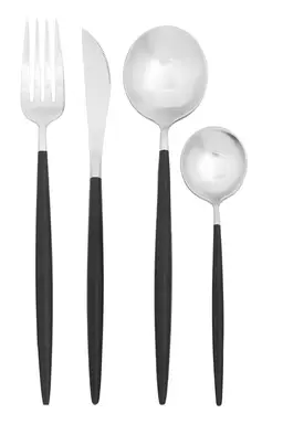 Interiors by Premier 16 Piece Matte Silver and Black Cutlery Set