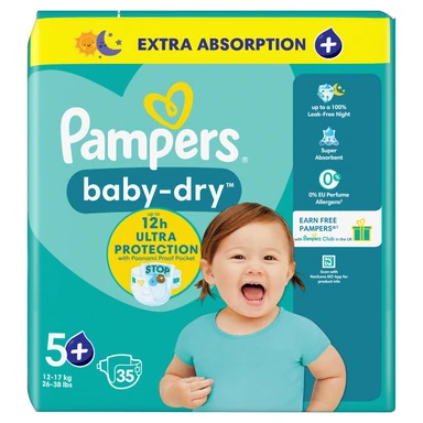 Pampers Baby-Dry Nappies Size 5+ 35 Pack