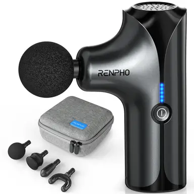 Renpho Mini Massage Gun – Portable, 4 Interchangeable Heads, 5 Speed Levels – Black, PUK-RP-GM173-BK