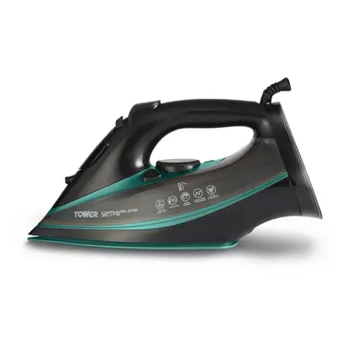 TOWER CeraGlide Ultra Speed Steam Iron with Ceramic Soleplate 3100W Black and Teal T22013TL