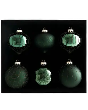 WeRChristmas Sage Green Glass Baubles, 6 Pack, 10 cm