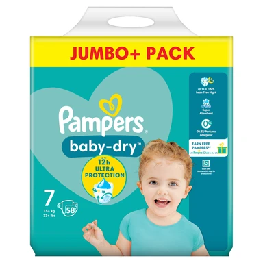 Pampers Baby-Dry Nappies Size 7 58 Pack Jumbo+ Pack