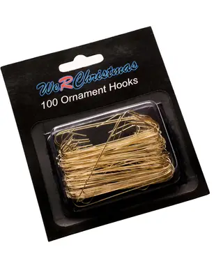 WeRChristmas Bauble Ornament Hooks, Gold, Pack of 100