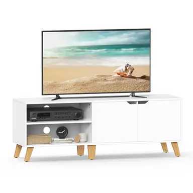 VASAGLE TV Cabinet 2 Doors White/Oak Effect