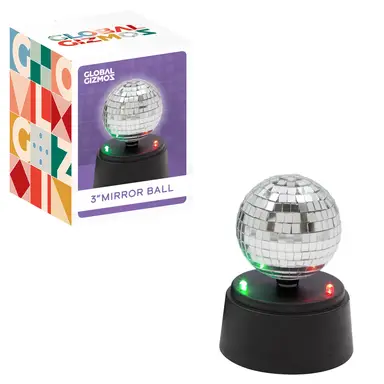 Global Gizmos Table Lamp Disco Ball Rotating Silver/Multicolour Small