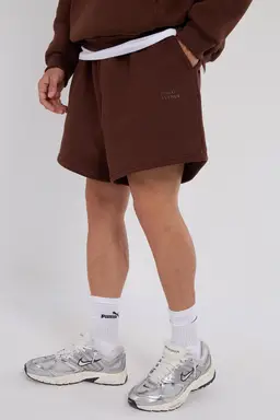 Third Avenue Relaxed-Fit High-Rise Fleece Short, Vintage Brown, M Size