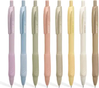 WRITECH 0.5mm Gel Pens with Soft Grip - 8ct Retractable Black Ink Pens for Smooth Writing, No Smear or Smudge