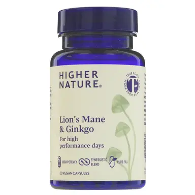 HIGHER NATURE - Lion's Mane & Ginko - For High Performance Days - 30 CAPS