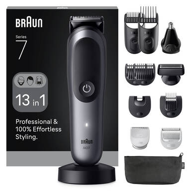 Braun All-in-One Series 7, 13in1 Grooming Kit, ProBlade, AutoSense, AIO7560, Grey