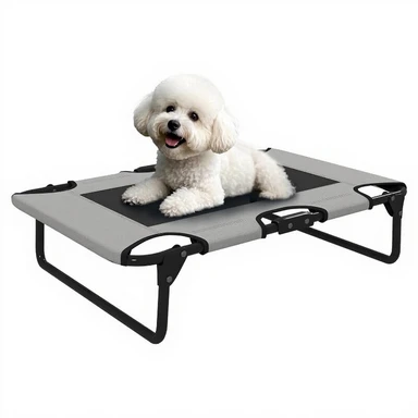 Verhoogd Opvouwbaar Hondenbed Ademend Net voor Kleine Middelgrote Honden Lichtgrijs 75x51x18cm