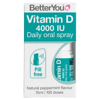 BetterYou Vitamin D 4000 IU Daily Oral Spray Natural Peppermint Flavour 15ml