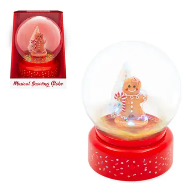 Christmas Workshop Gingerbread Man Musical Snowing Globe