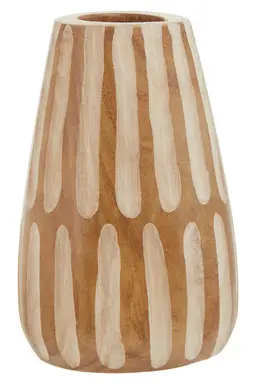 Fifty Five South Vase Arlo Tapered Engraved Wooden Natural Small