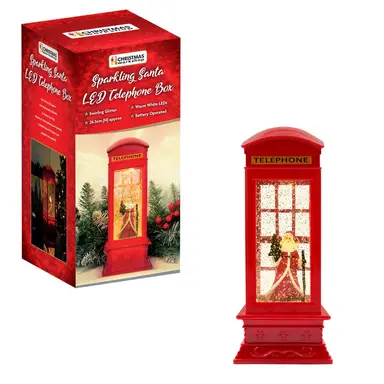 Christmas Workshop Santa Sparkling LED Telephone Box-Battery Operated
