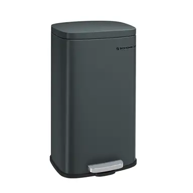 Trash Can, 34.8x29.7x63.3cm, 30L, Steel, Greenish Grey